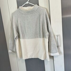 Chico's metallic Cream Sweater 3/4 sleeve